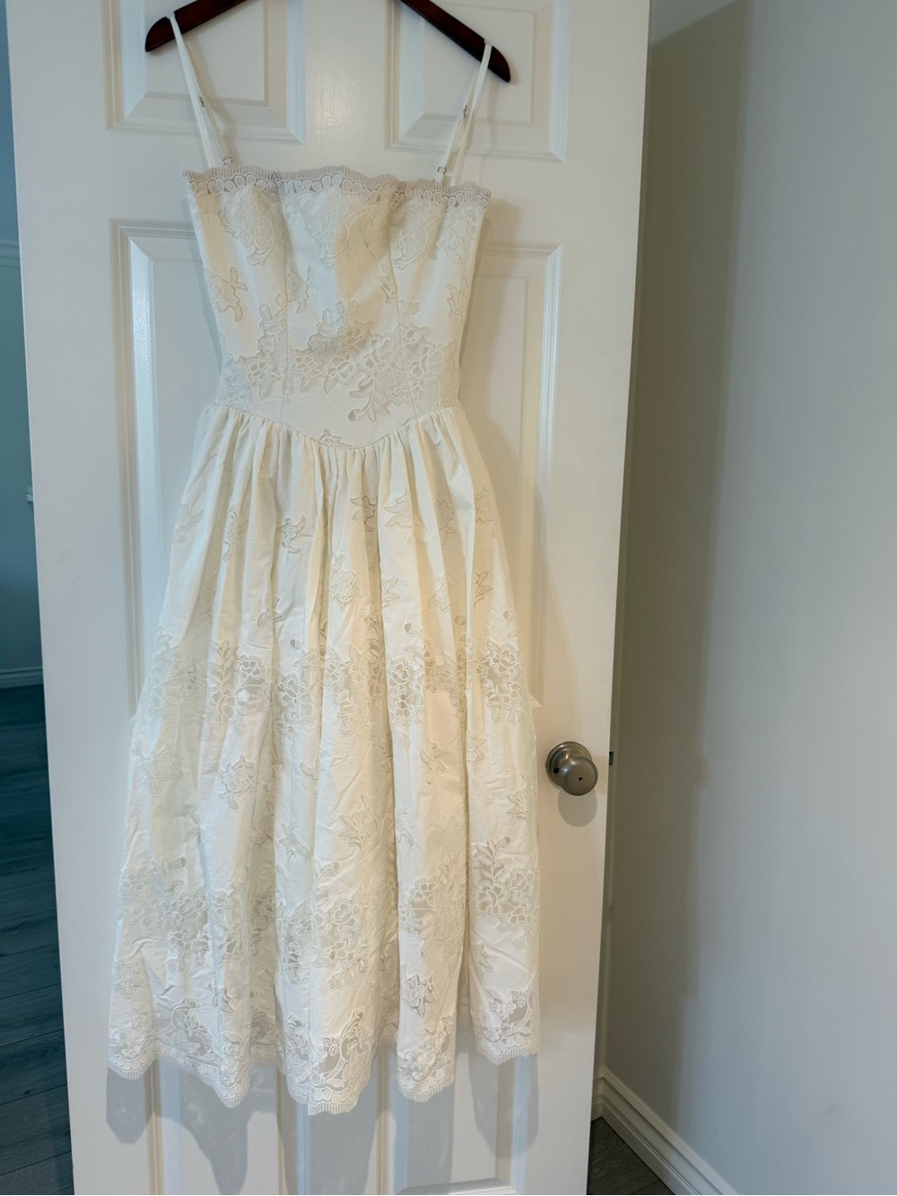 House of CB CHLOE White Custom Lace Cotton Midi Sundress Small cup A/C NWOT - Picture 2 of 8